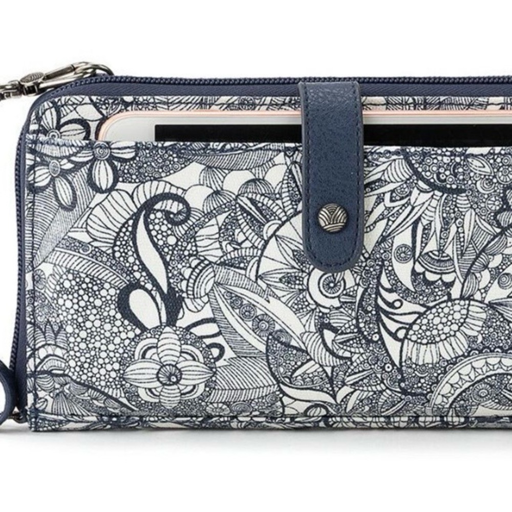 Sakroots Navy and White Floral Doodle Wallet